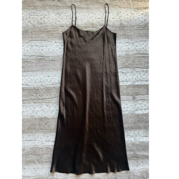 VINCE Satin Slip Dress in Nutwood Size S - Picture 5 of 16